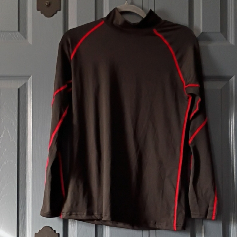 Brand New Men's Black Swim/Athletic Shirt with Red Accents